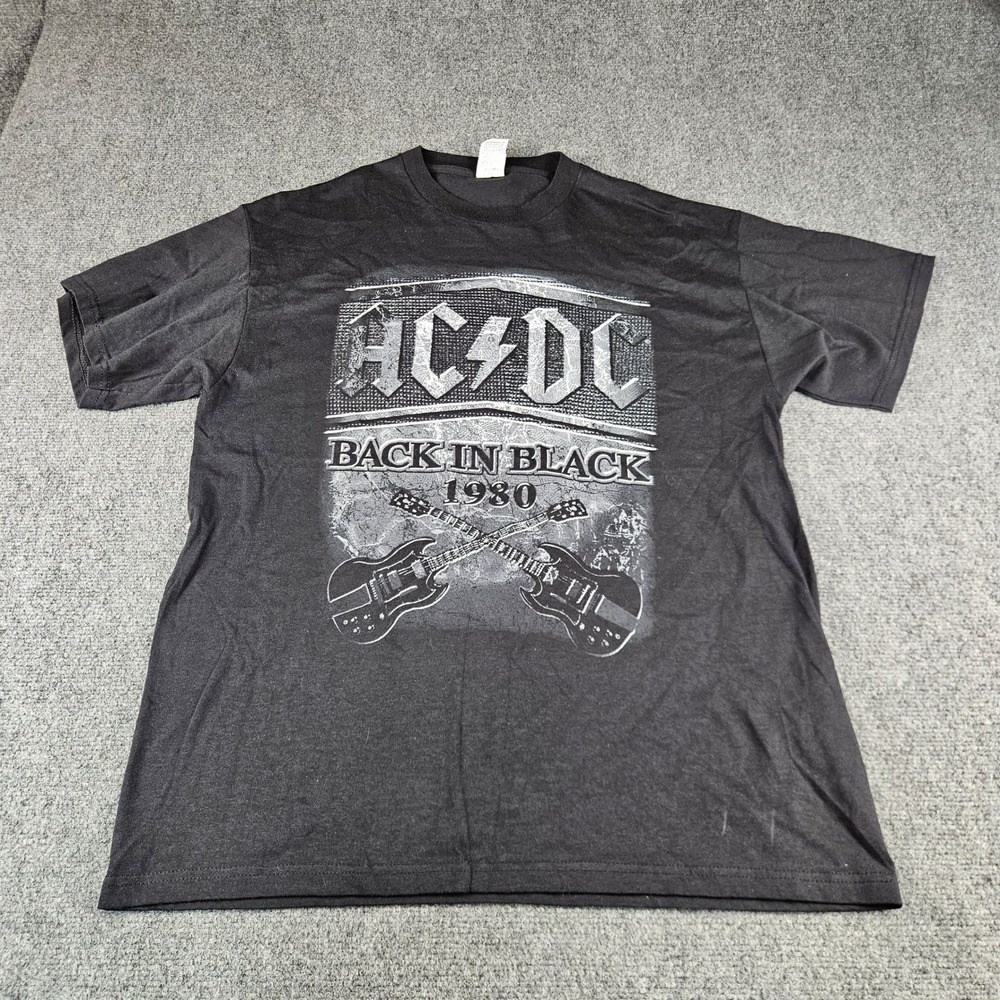AC/DC Back In Black 1980 Graphic T-Shirt Black Delta Pro Weight Large Mens